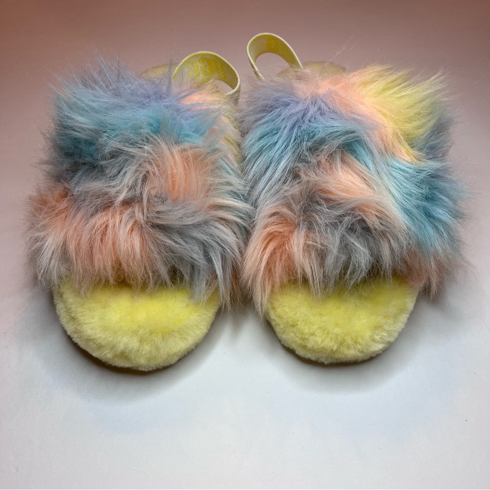 UGG Australia Fluff Yeah Slide Lemonade Tie-Dye Slippers Women’s Sz. 7 - Picture 7 of 11